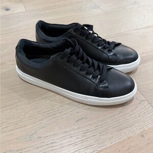 Thursday Boot Company Black Leather Low-Top Sneakers with White Sole